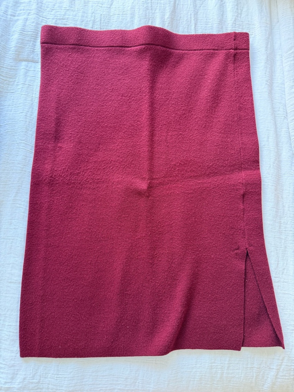 Rachel Wine Pencil Skirt with Side Slit